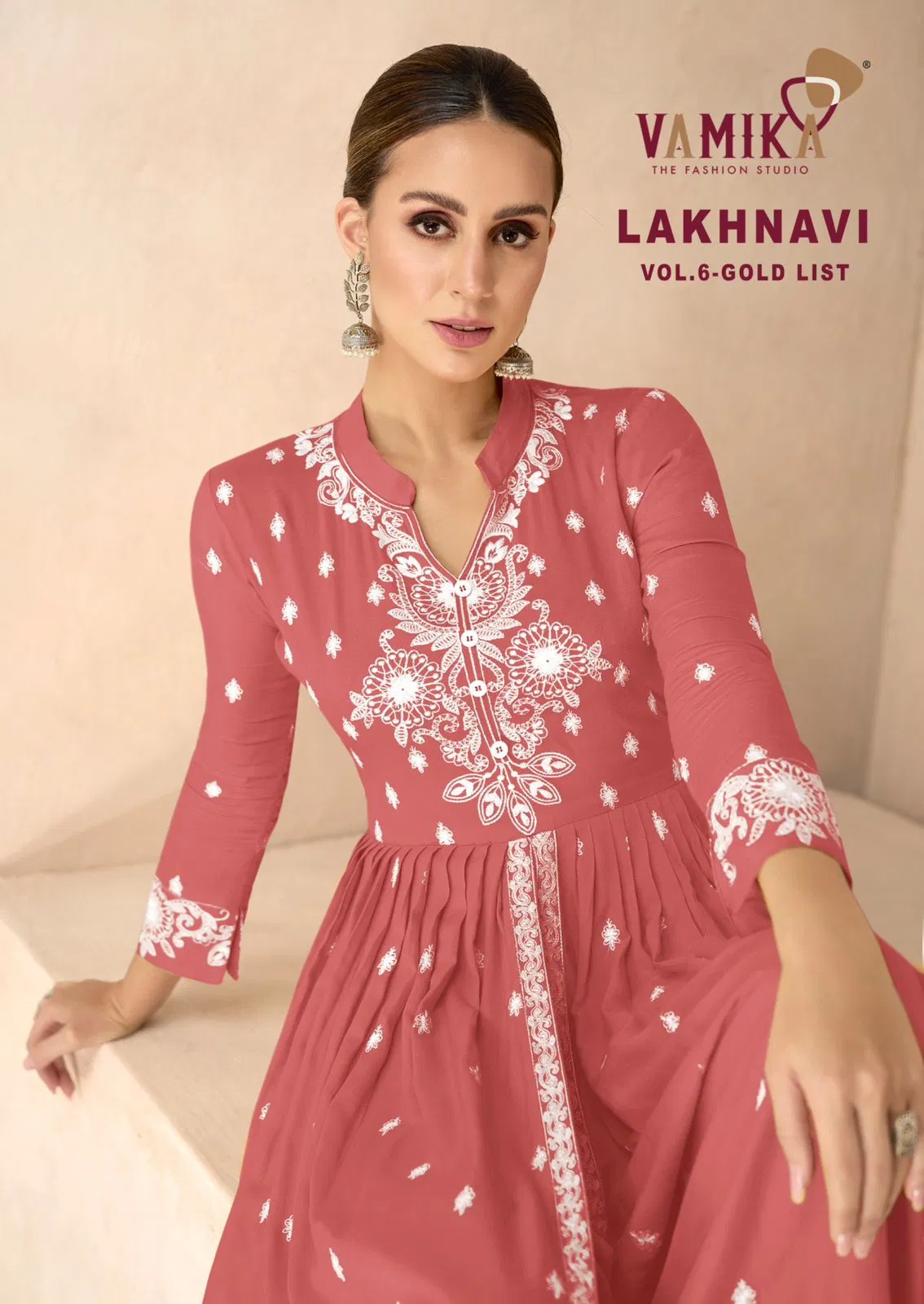 Vamika Lakhnavi Vol 6 Gold List Thread Work Salwar Suit Collection