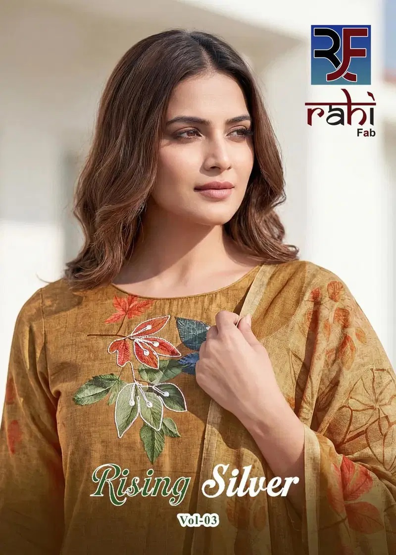 Rahi Fab Rising Silver Vol 3 Jam Satin Printed Dress Material Collection