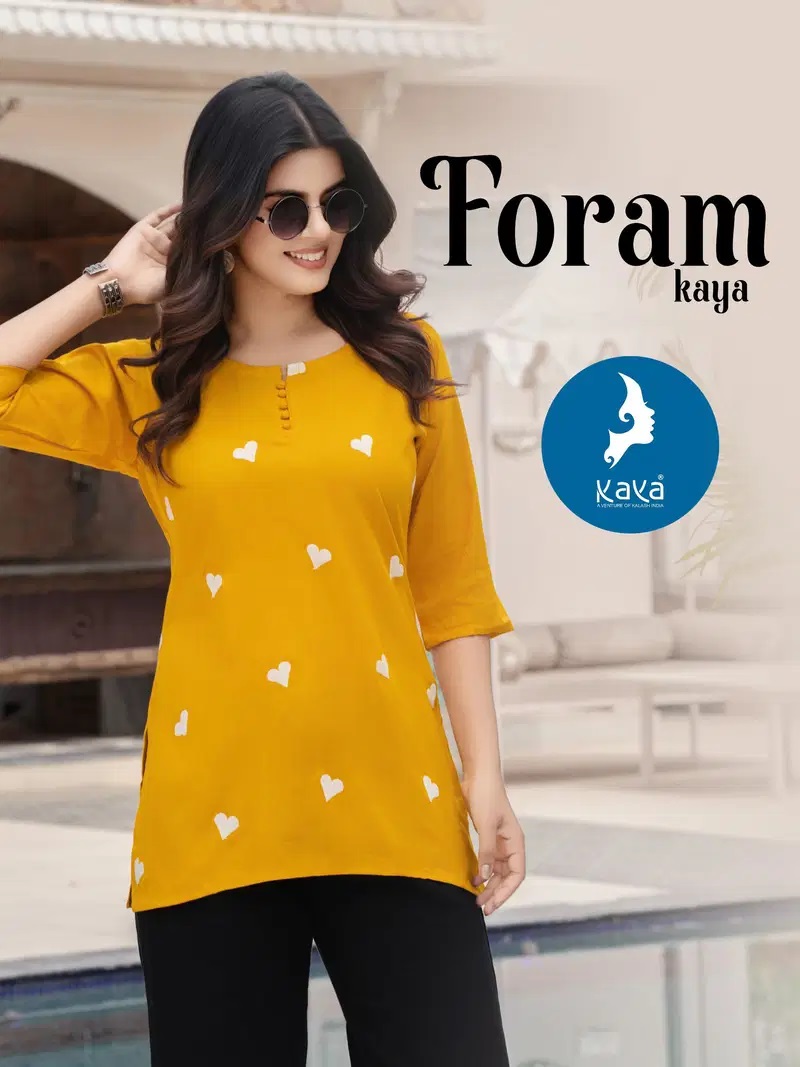 Kaya Foram Rayon Printed Short Ladies Top Collection