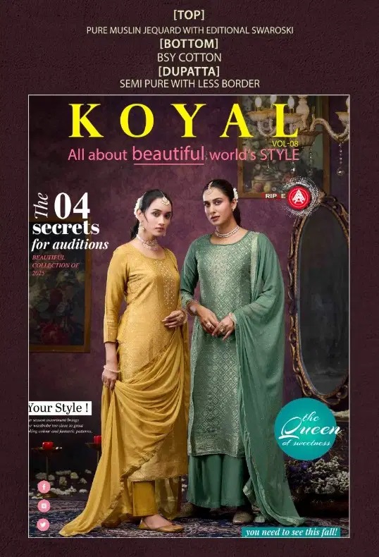 Four Dots Koyal Vol 8 Muslin Swaroski Work Dress Material