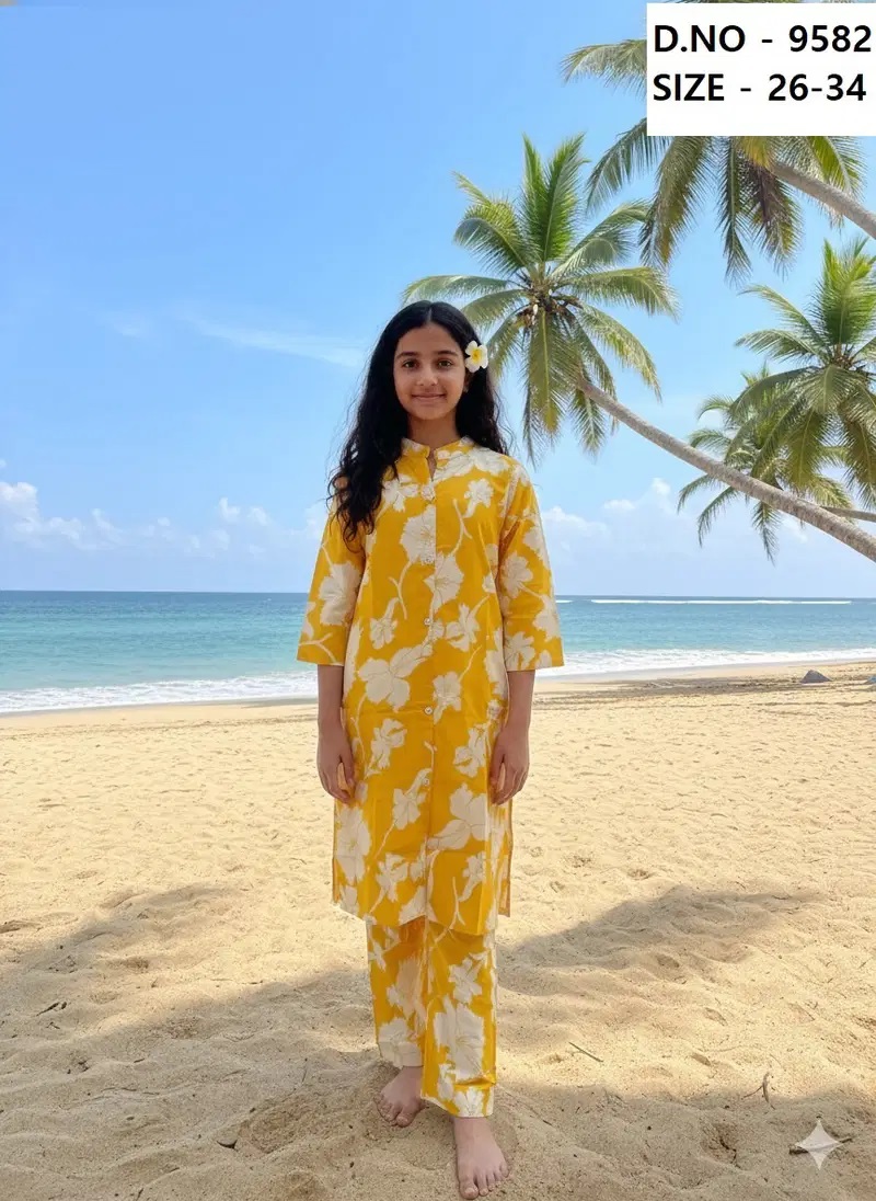 Summer 9582 Printed Kids Wear Co Ord Set Collection