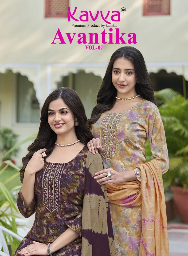 Kavya Avantika Vol 7 Foil Printed Kurti With Bottom Dupatta