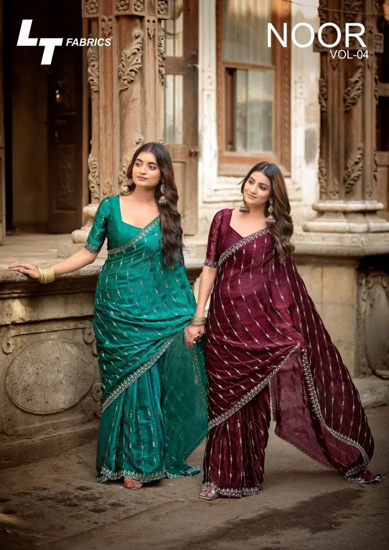 Lt Noor Vol 4 Fandy Embroidery Work Saree Collection