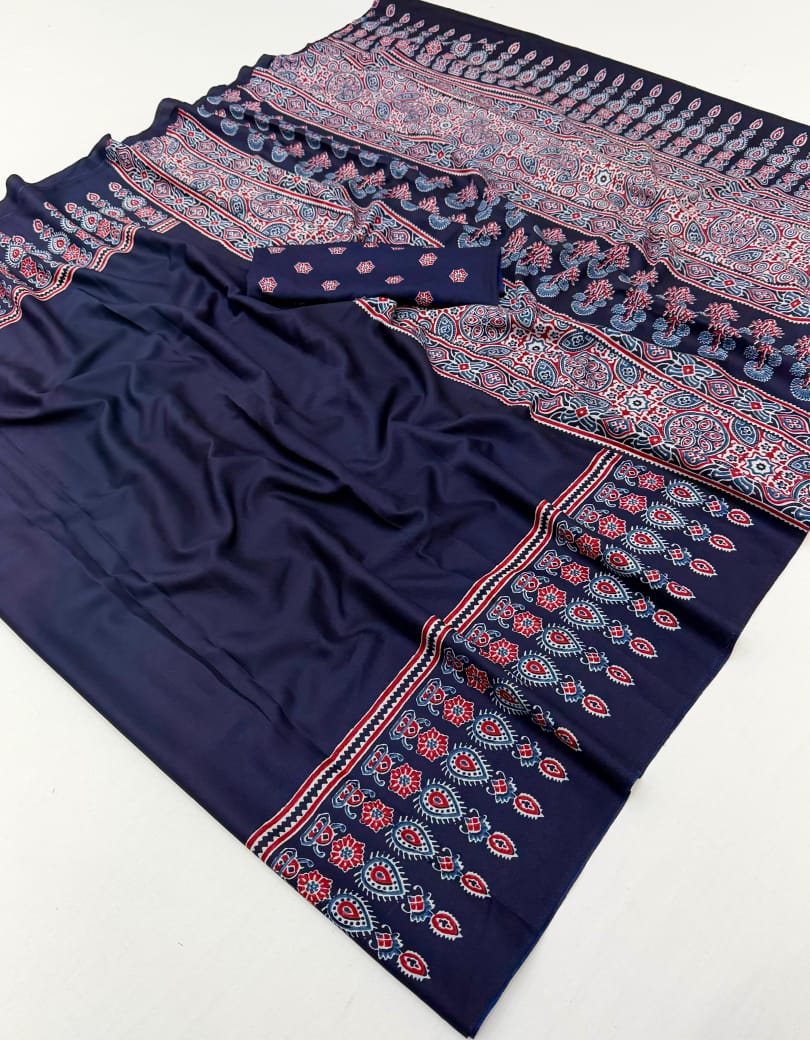 Lux Vol 34 Ajrakh Printed Saree Under 500