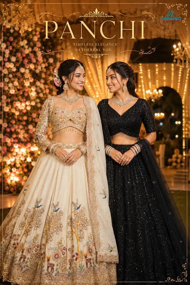 Mrudangi Panchi Beads Worked Lehenga Choli Collection
