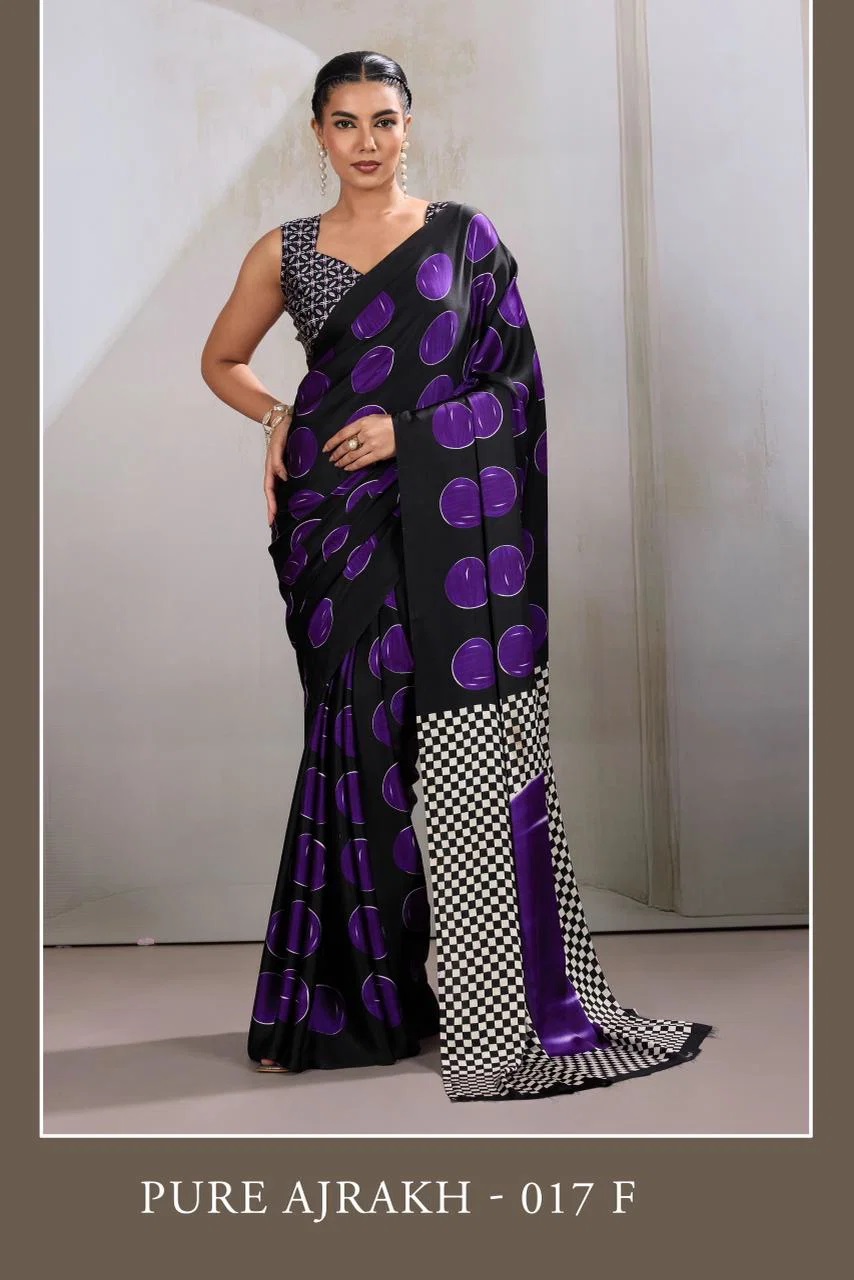 Pure Ajrakh 017 Modal Ajrakh Printed Saree Under 500 Wholesale Price
