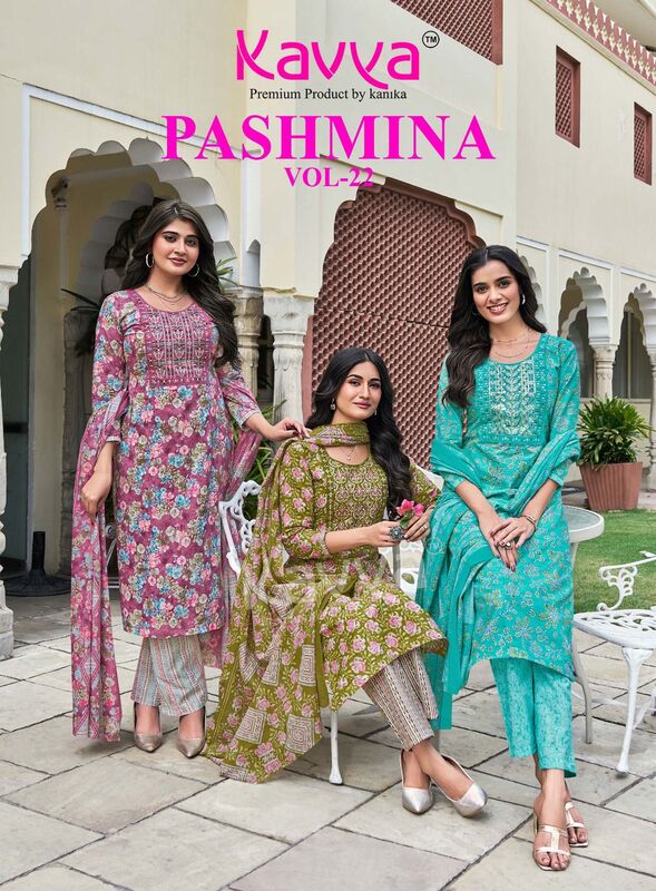Kavya Pashmina Vol 22 Printed Cotton Kurti Set With Dupatta Collection