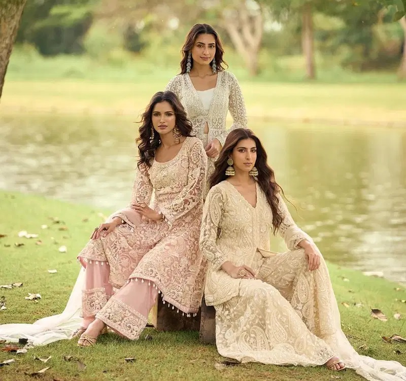 Sabnam 10264 Real Net Beads Work Salwar Suit Collection