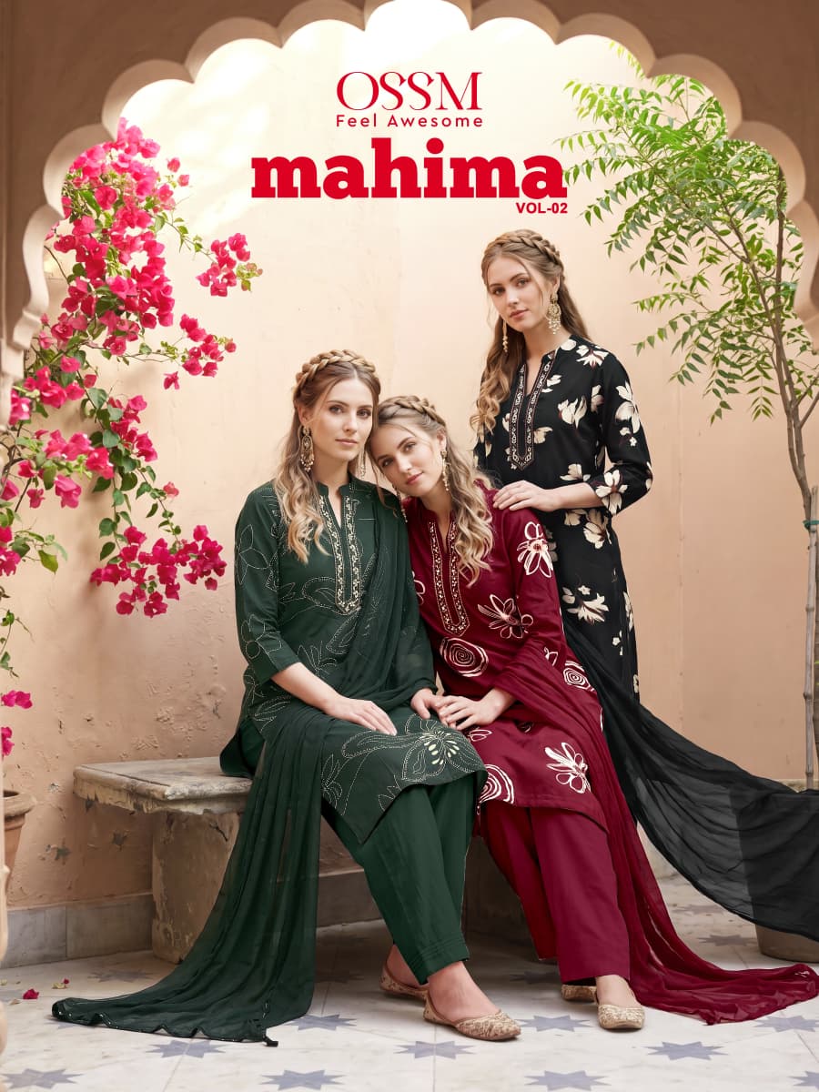 Ossm Mahima Vol 2 Rayon Printed Kurti Bottom And Dupatta