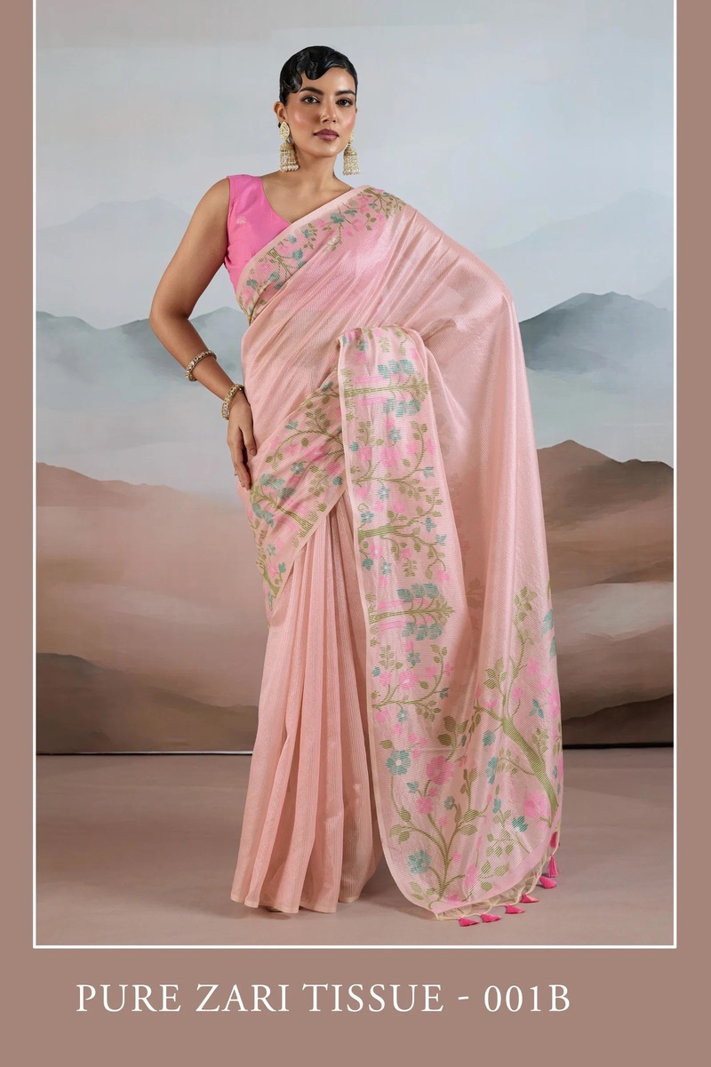 Pure Zari 001 A To E Tissue Handloom Brasso Saree Collection