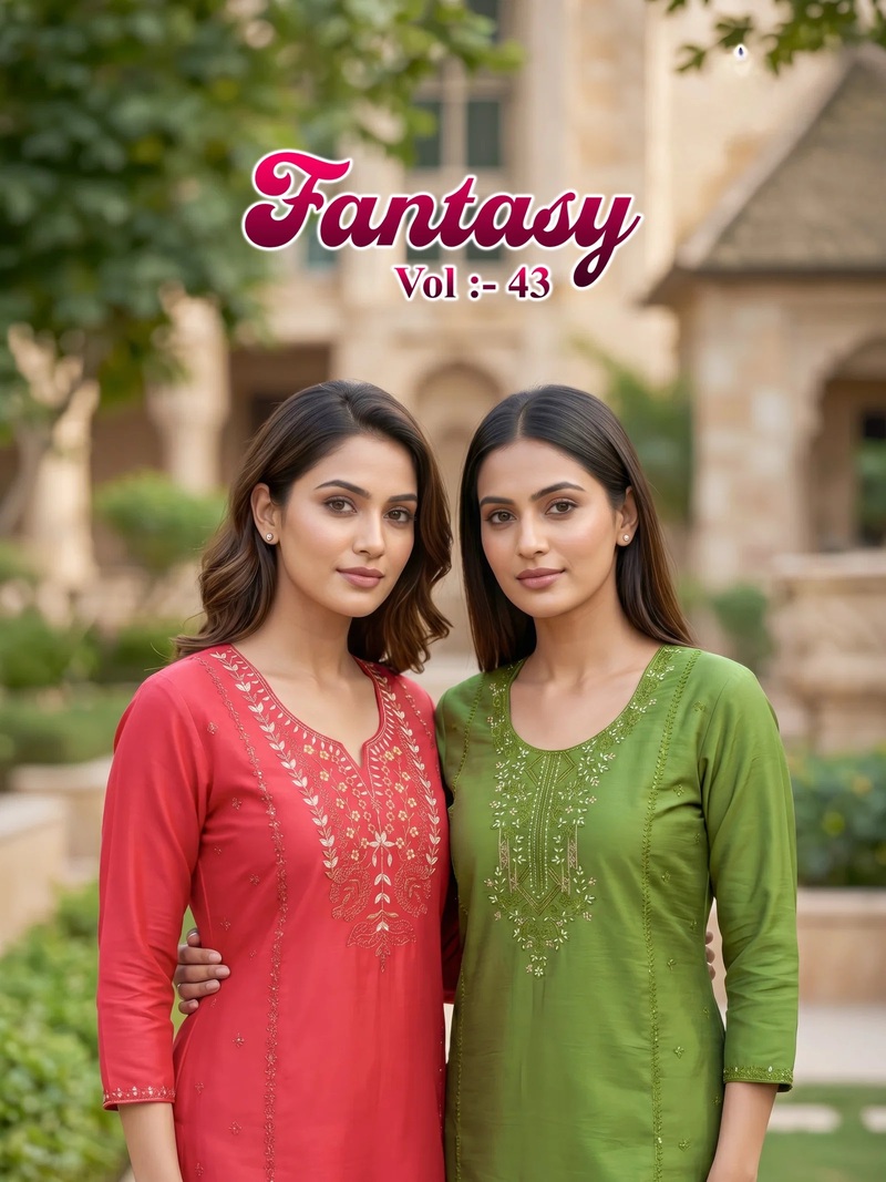 Fantasy Vol 43 Silk Embroidered Kurti With Bottom Dupatta