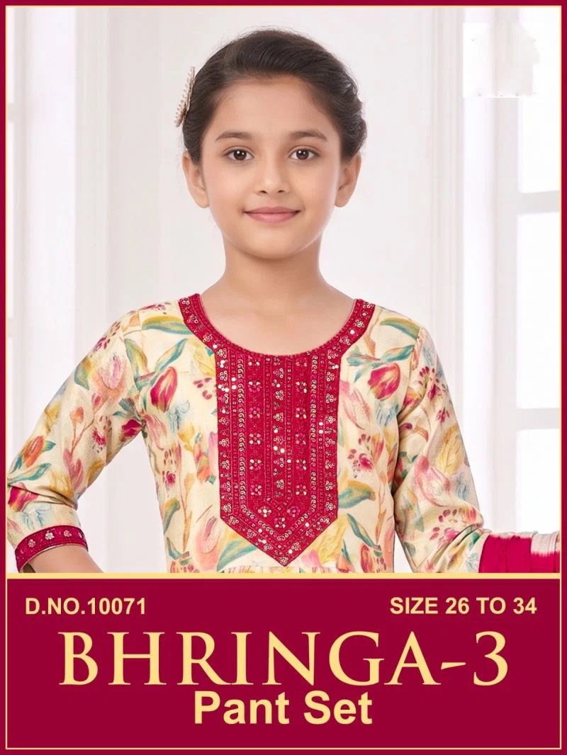 Bhringa 10071 Mul Chanderi Kids Kurti set Collection