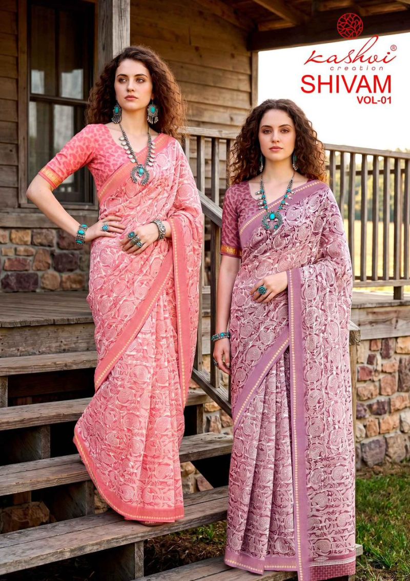 Kashvi Shivam Vol 1 Moss Silk Printed Saree Manufacturer India
