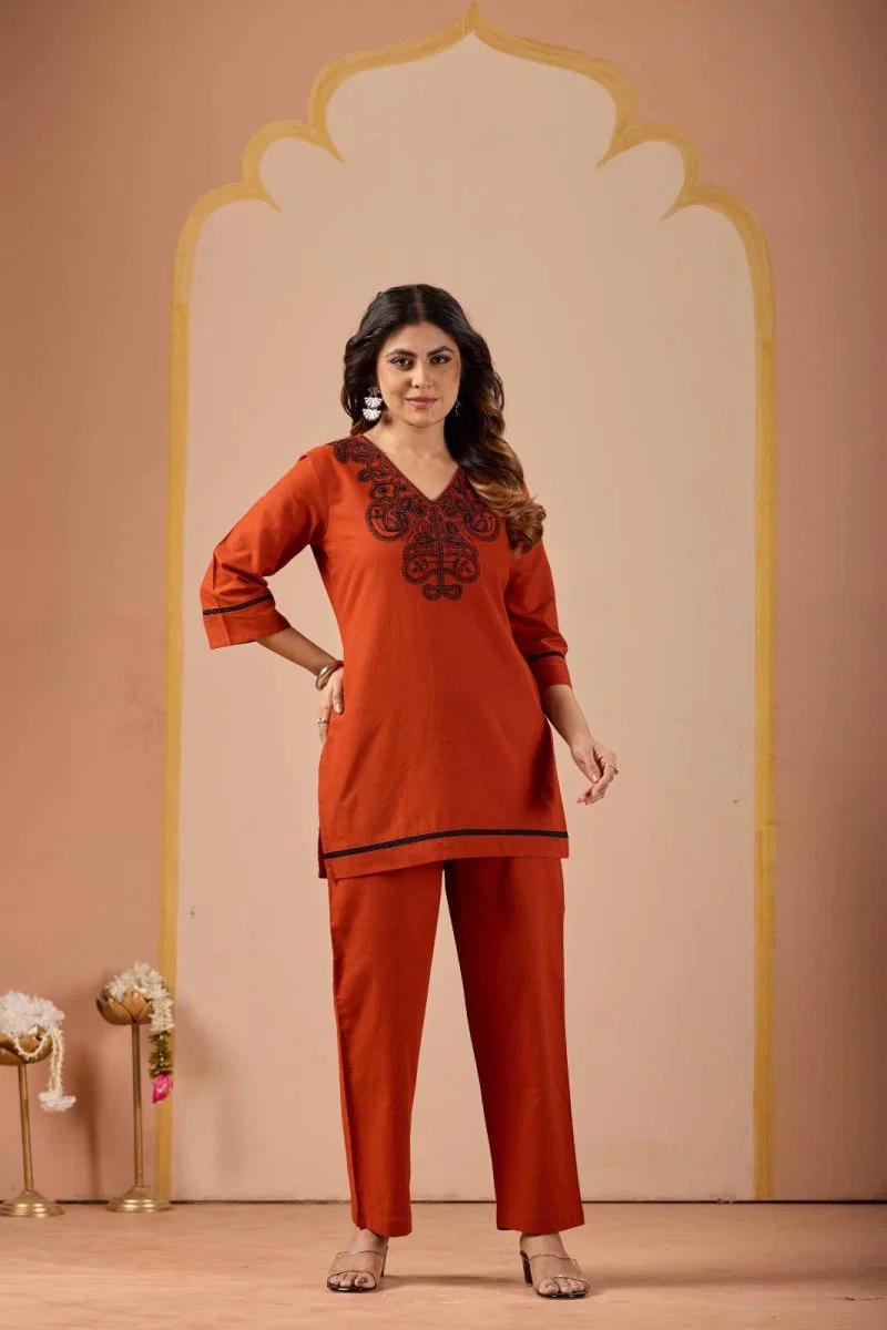 Md 110 Cotton Handwork Trending Co Ord Set