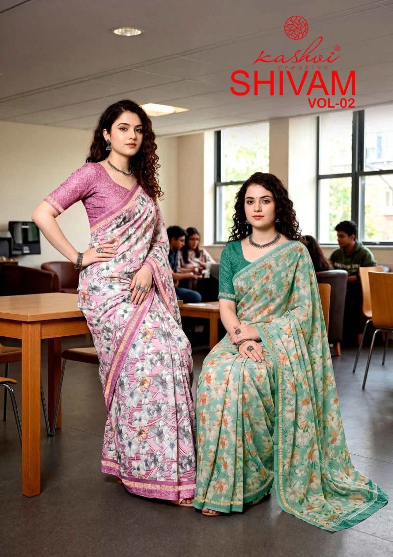 Kashvi Shivam Vol 2 Dull Moss Printed Saree Collection