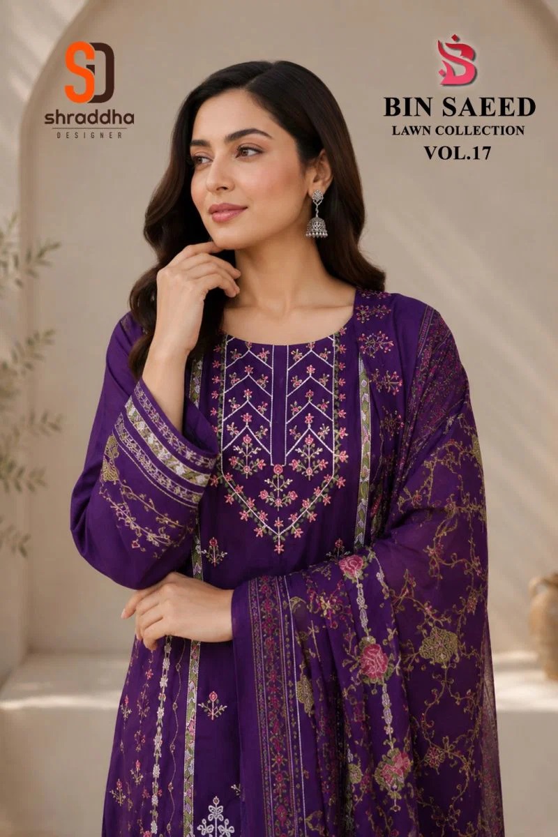 Sharaddha Bin Saeed Vol 17 Soft Cotton Embroidered Salwar Kameez