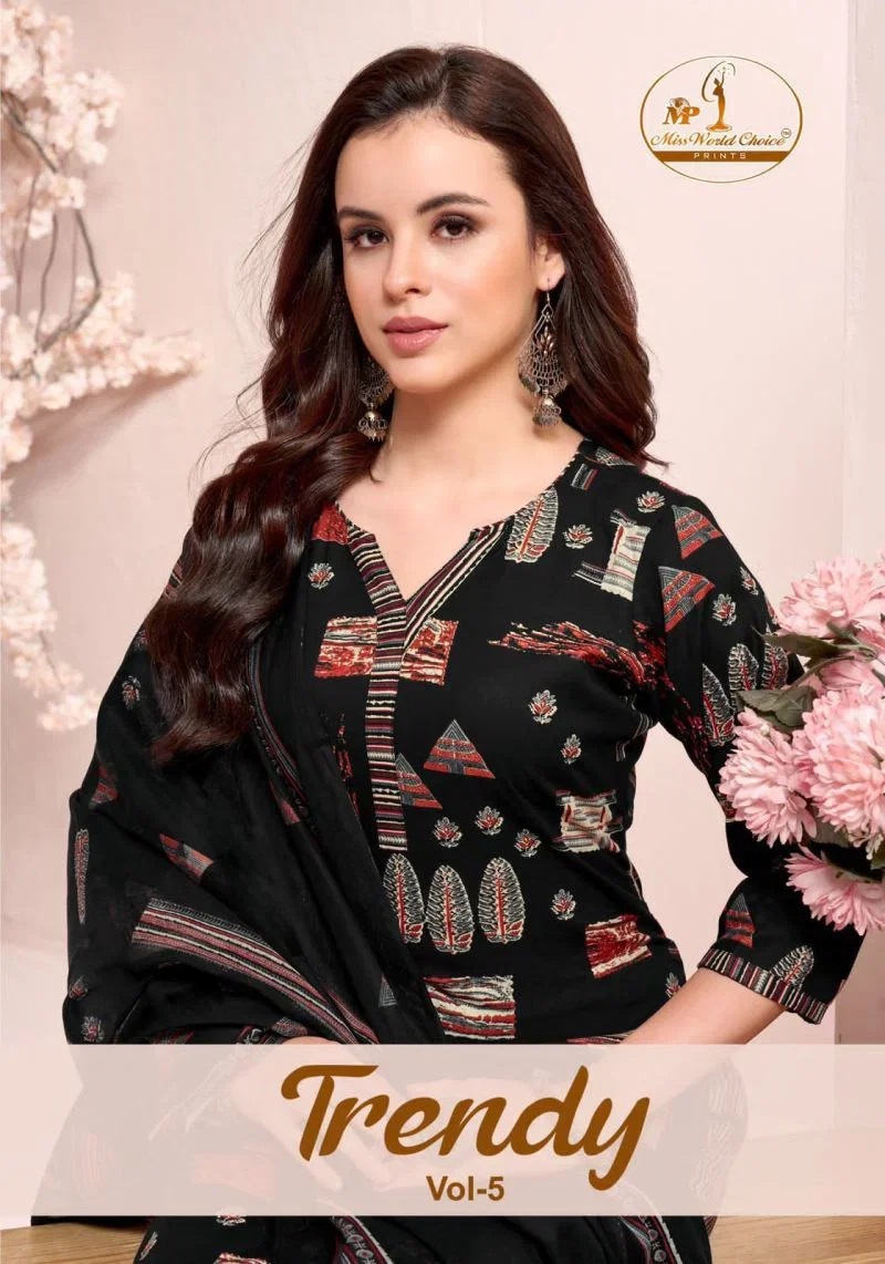 Miss World Trendy Vol 5 Cotton Readymade Kurti Pant With Dupatta