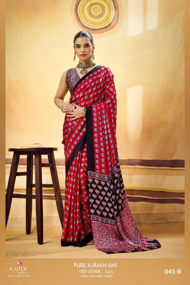 Rajtex Pure Ajrakh 045 Ajrakh Printed Saree Collection