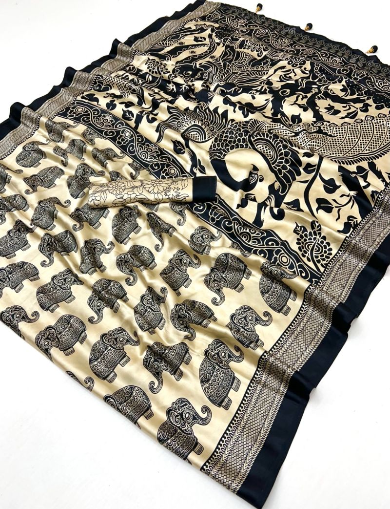Lux Vol 44 Modal Ajarkh Printed Saree Collection