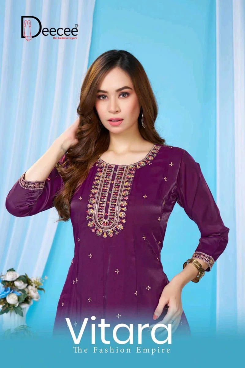 Deecee Vitara Roman Glass Embroidered Anarkali Kurti Collection