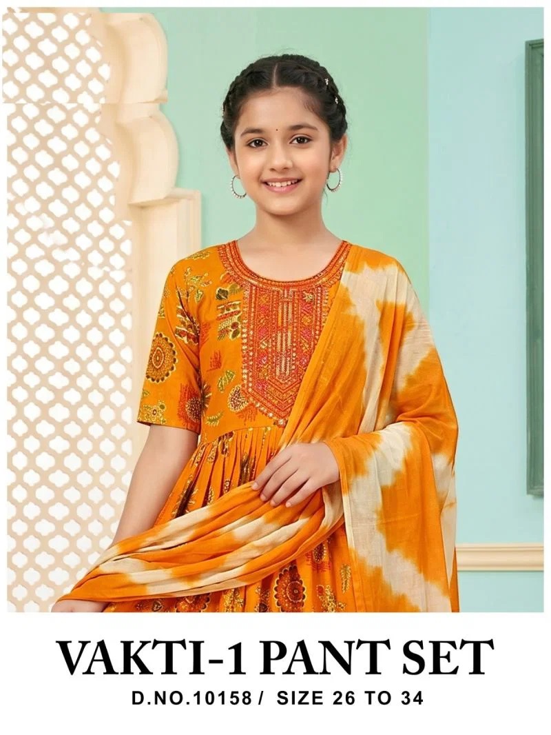 Vakti 10158 Capsule Kids Wear Printed Kurti With Pant Dupatta