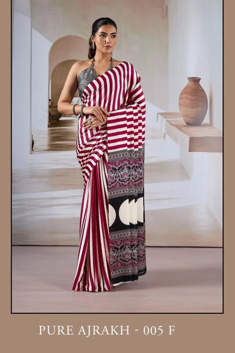 Pure Ajrakh 005 Modal Printed Ajrakh Saree Collection