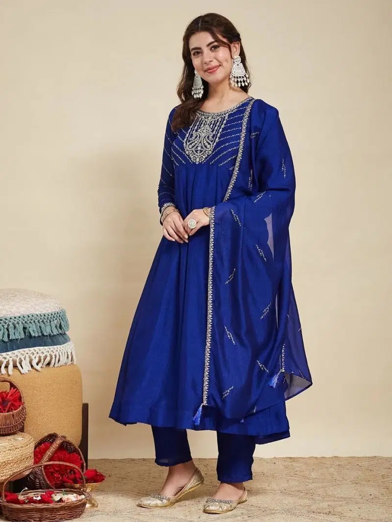 Navya Kurti 279 Vichitra Silk Long Kurti Pant With Dupatta