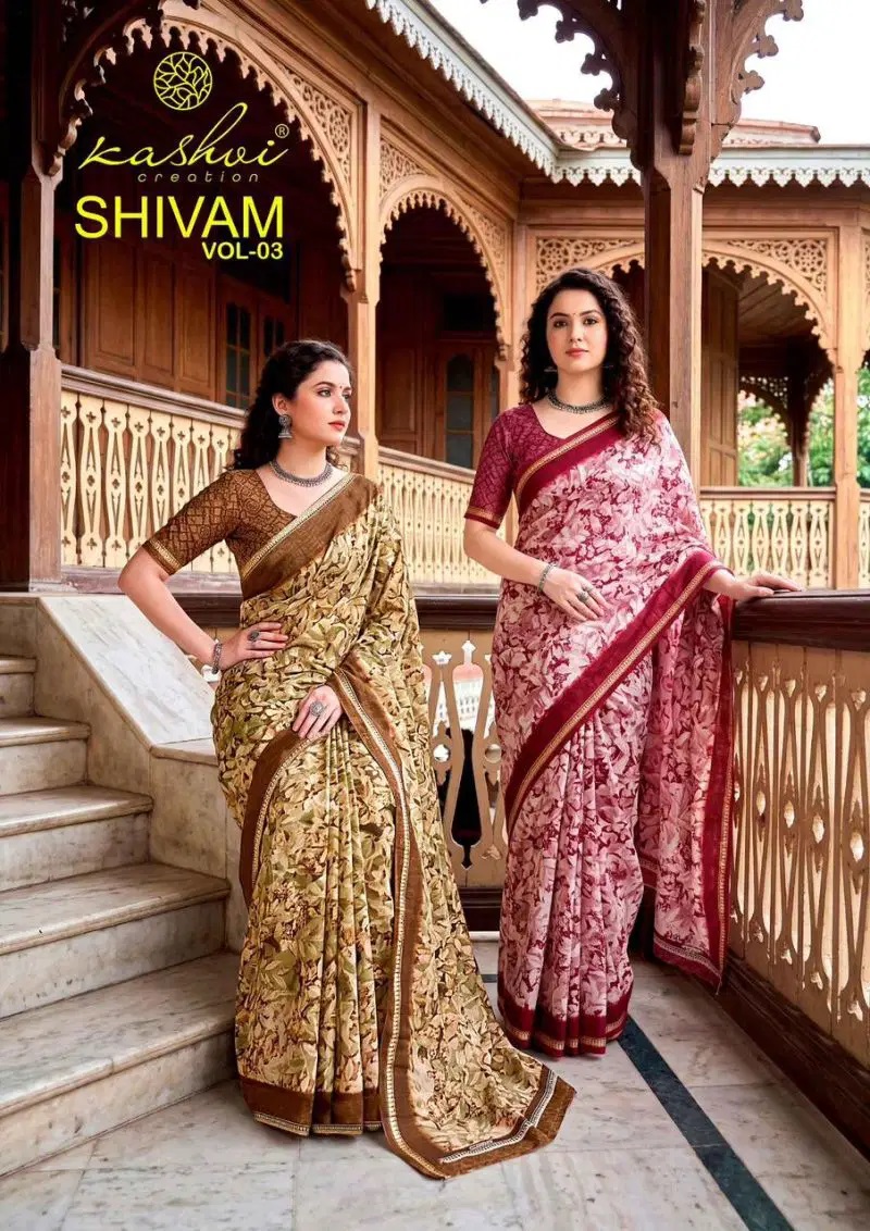 Kashvi Shivam Vol 3 Dull Moss Printed Saree Collection