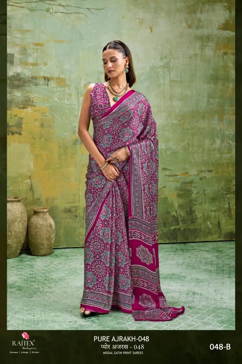 Rajtex Pure Ajrakh 048 Modal Ajrakh Printed Saree Collection