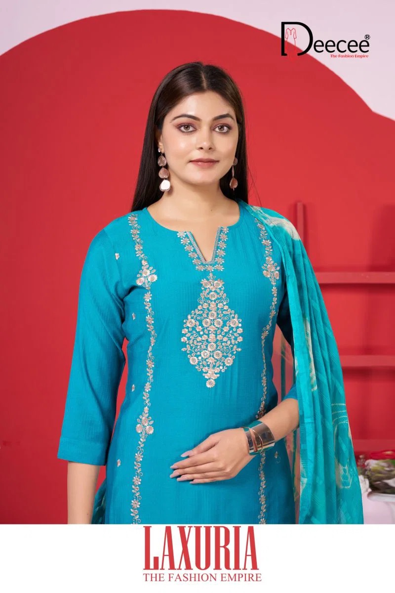 Deecee Laxuria Barlin Embroidered Kurti Bottom With Dupatta