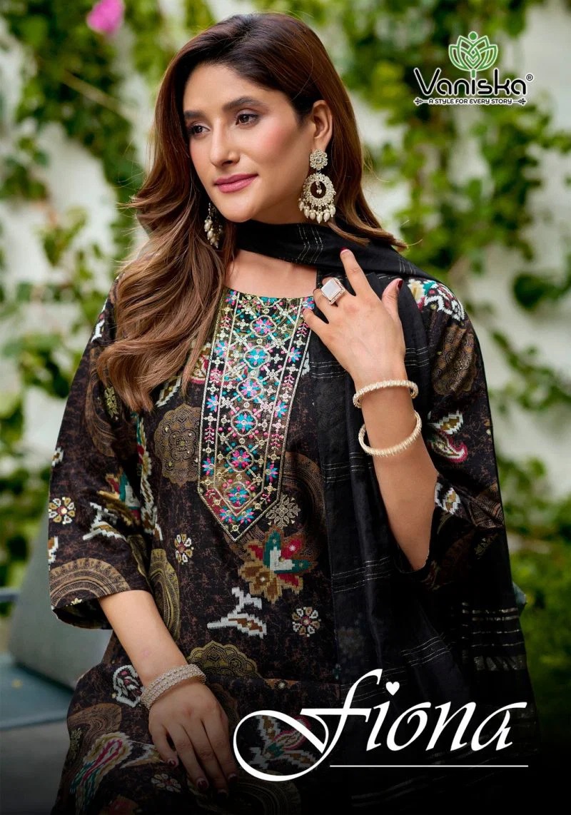 Vaniska Fiona Vertican Foil Printed Kurti With Bottom Dupatta