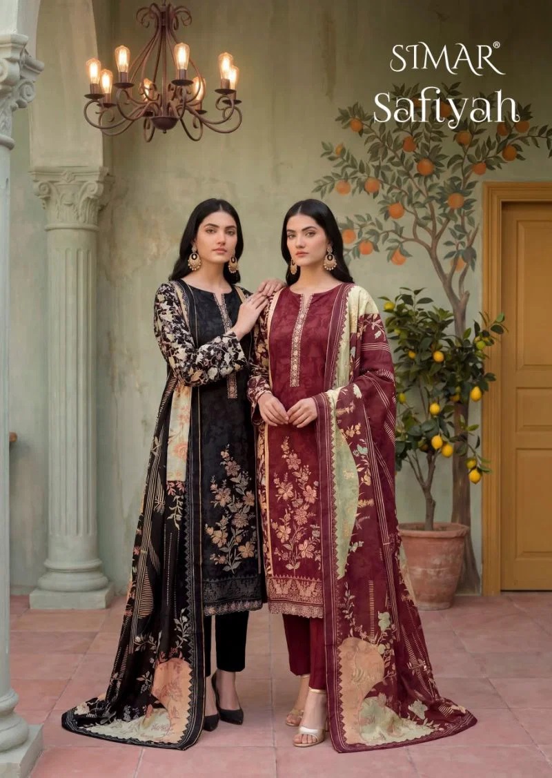 Glossy Simar Safiyah Viscose Muslin Printed Dress Material Collection