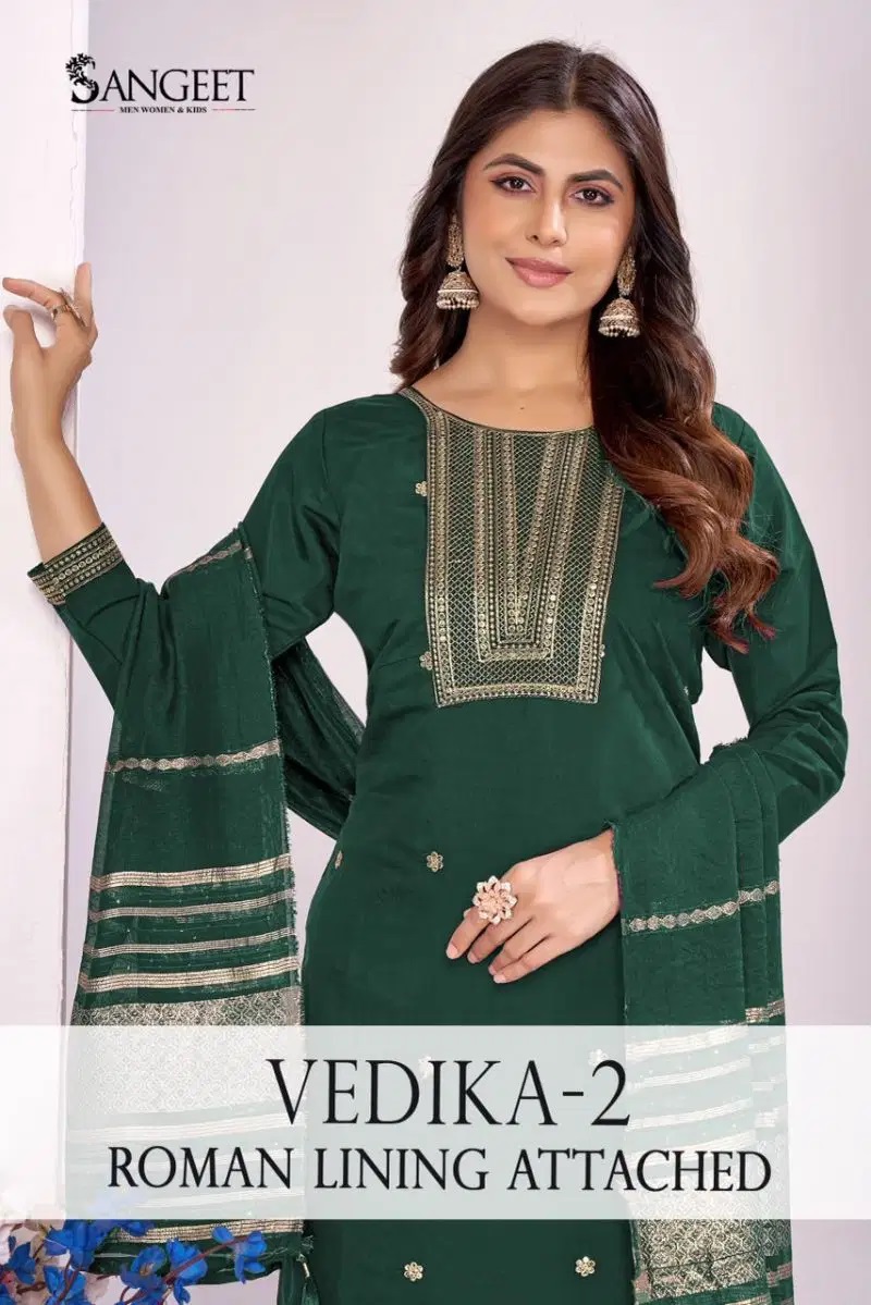 Sangeet Vedika Vol 2 Roman Silk Codding Worked Kurti Set Collection