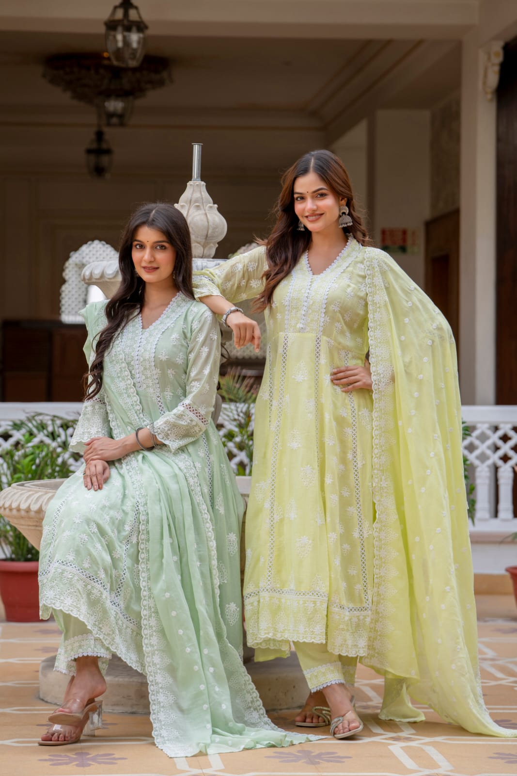 BT 1031 Pure Mal Cotton Lakhnowi Work Kurti Bottom With Dupatta