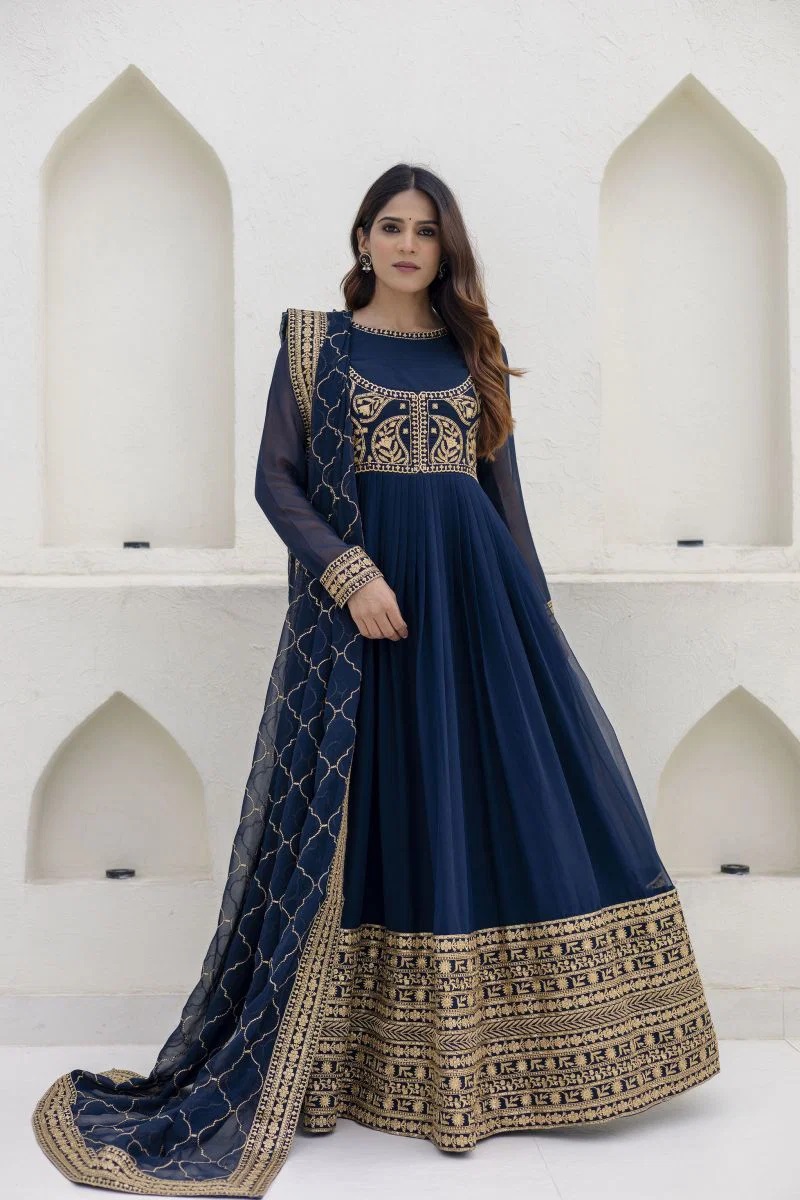 Arya Farah Vol 1 Embroidered Designer Festive Wear Gown With Dupatta