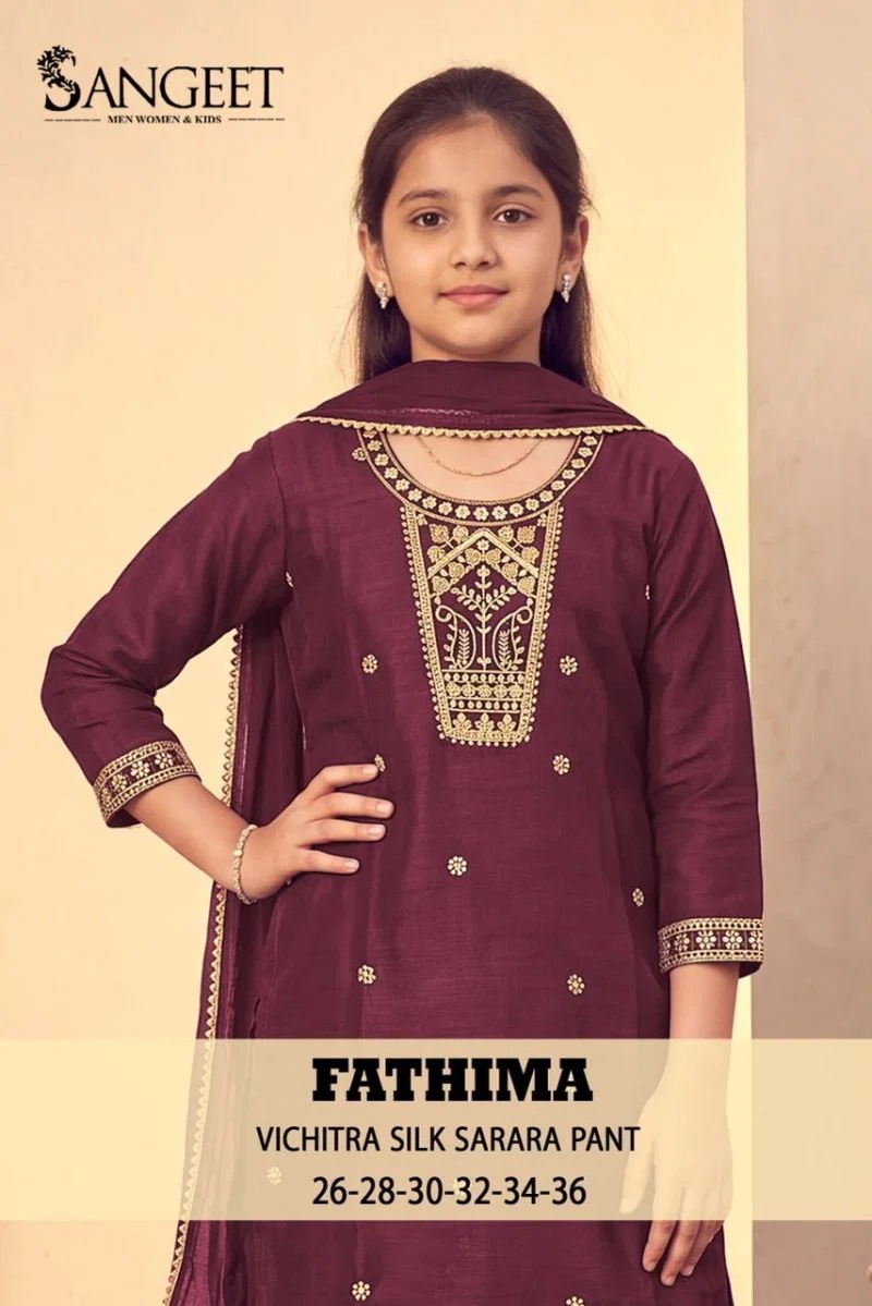 Sangeet Fathima Vichitra Embroidered Kids Girls Kurti Set Collection