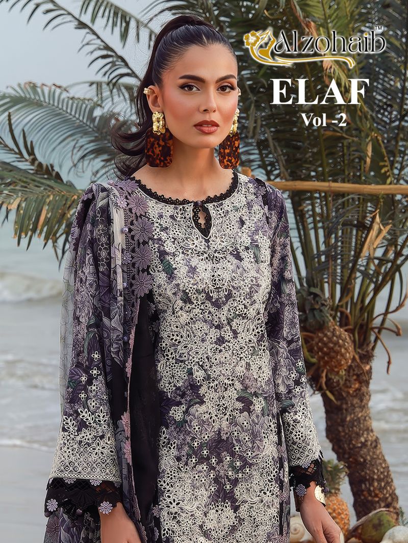 Alzohaib Elaf Vol 2 Cotton Patch Work Salwar Suits Cotton Dupatta