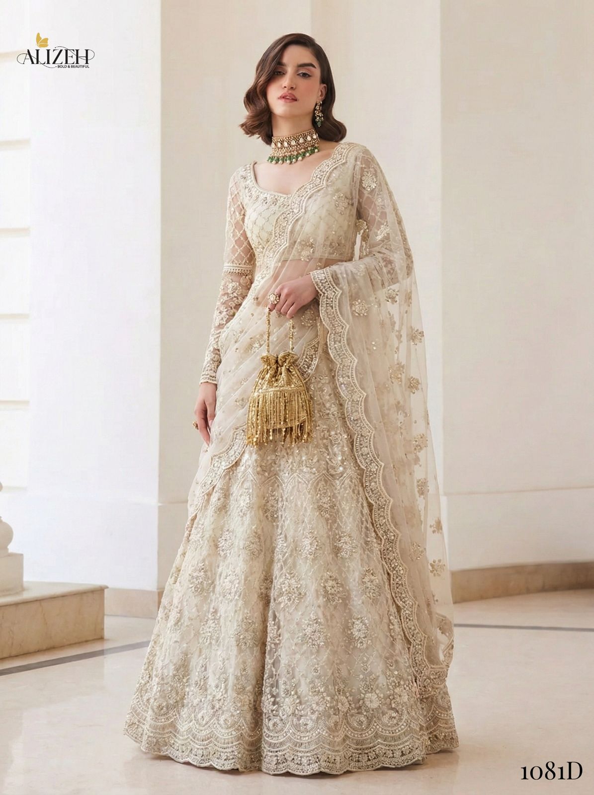 Alizeh Bridal Heritage Colours 1081 Heavy Work Wedding Designer Lehenga Choli