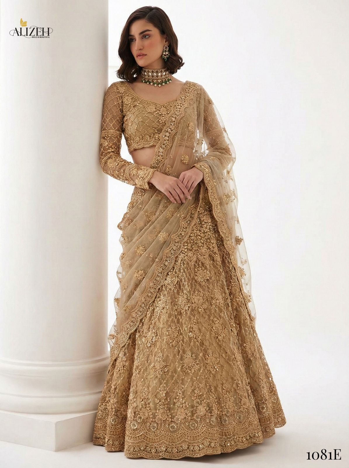 Alizeh Bridal Heritage Colours 1081 Heavy Work Wedding Designer Lehenga Choli