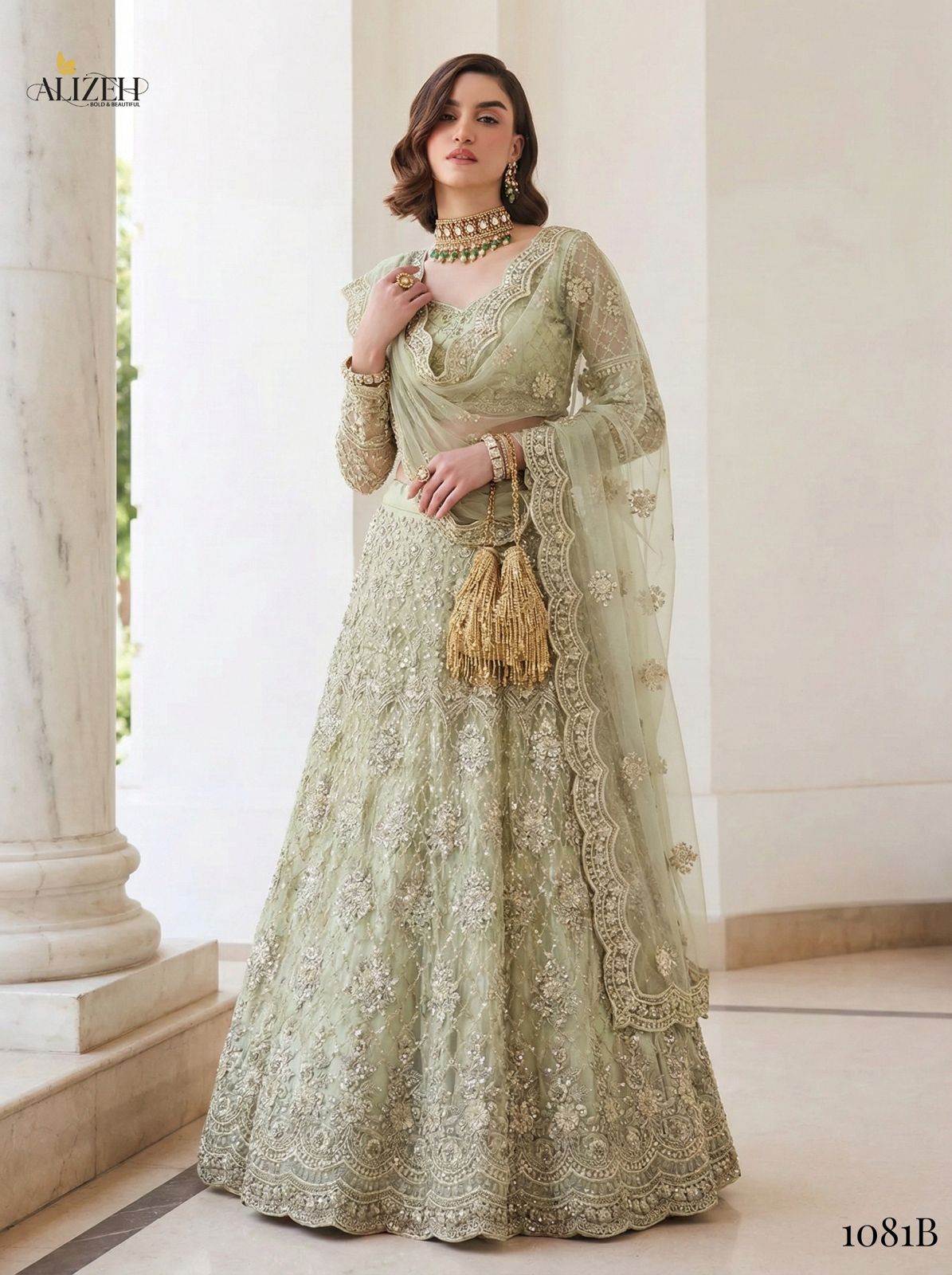 Alizeh Bridal Heritage Colours 1081 Heavy Work Wedding Designer Lehenga Choli